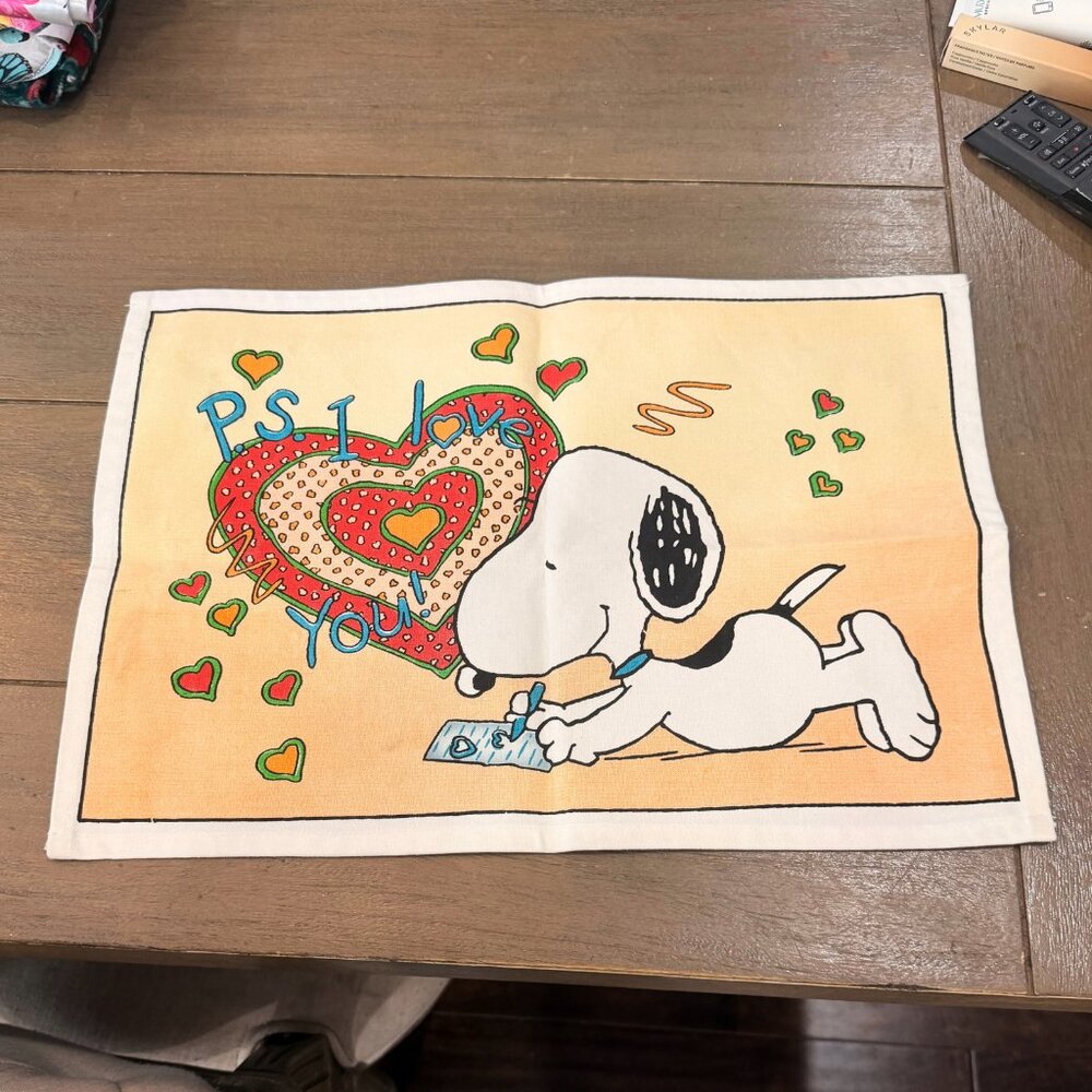 Peanuts Snoopy PS I Love You Valentines Cotton Placemat